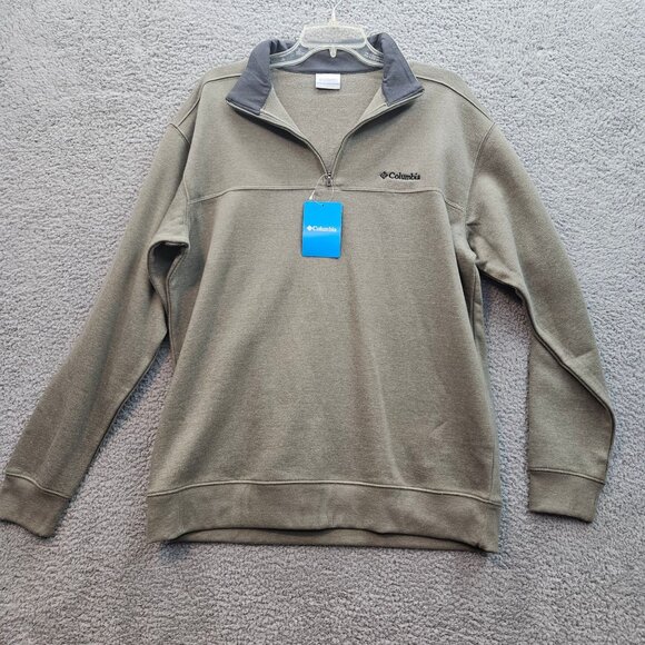 Columbia Mens Olive Green 1/4 Zip Fleece Pullover Sweatshirt Size L - Picture 1 of 4